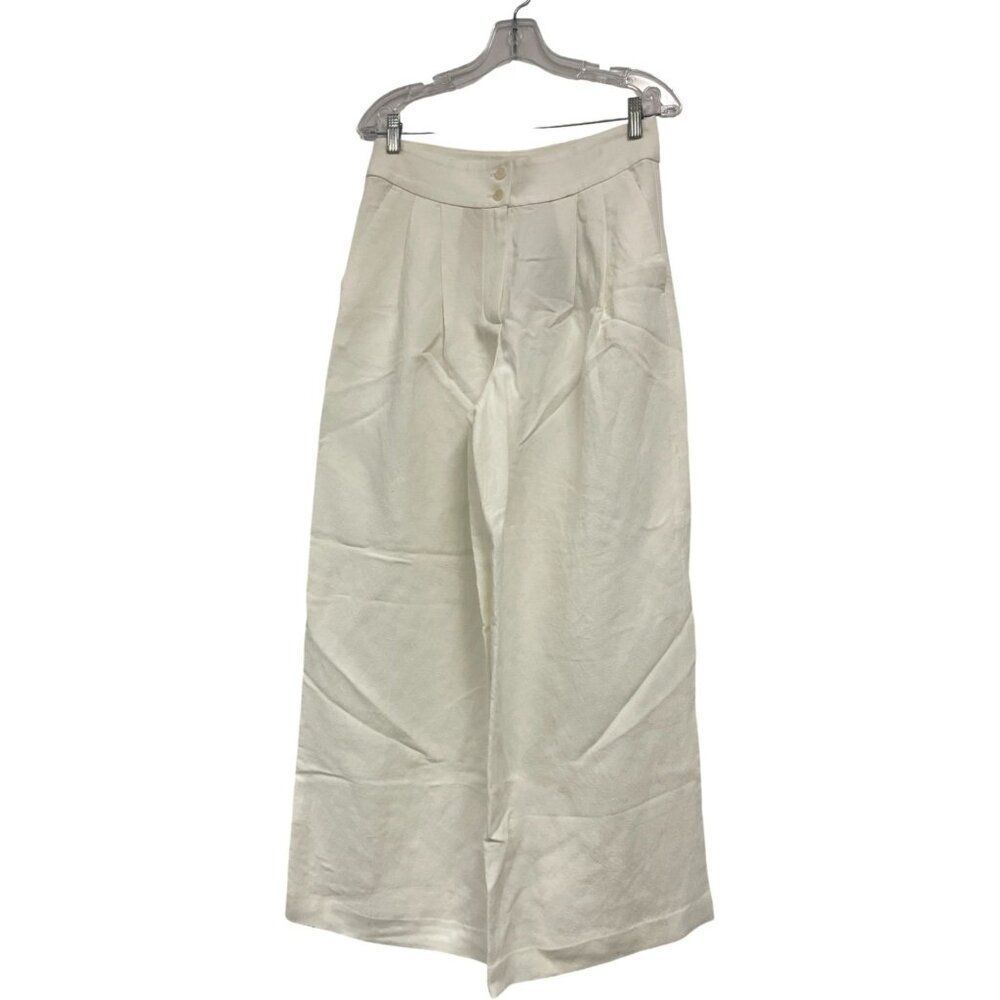 Massimo Dutti Women Pants EU 38 US 6 White Wide Leg High Rise 5016/980 NWT